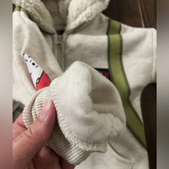 Ghostbusters Boys 3T Beige/Green Venkman Sherpa Lined Hooded Full-Zip Sweatshirt - Picture 10 of 13